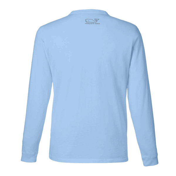 vineyard vines Unisex Long Sleeve Pocket T-Shirt, Jet Black / Blue Blazer, Back view