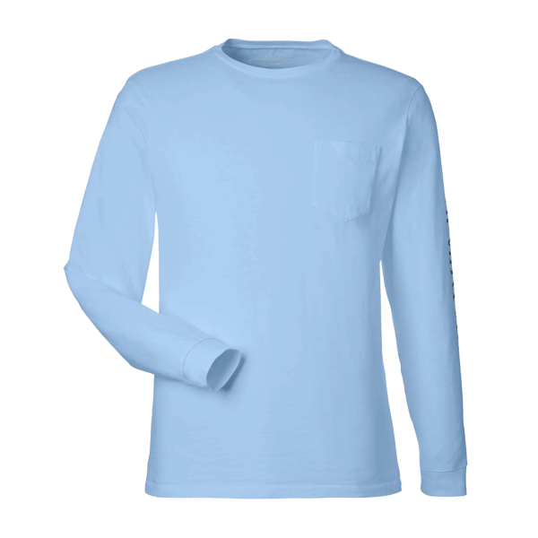 vineyard vines Unisex Long Sleeve Pocket T-Shirt, Jet Black / Blue Blazer, Front view