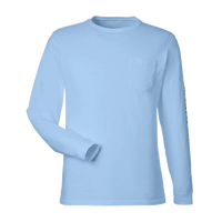 vineyard vines Unisex Long Sleeve Pocket T-Shirt, Jet Black / Blue Blazer, Front view