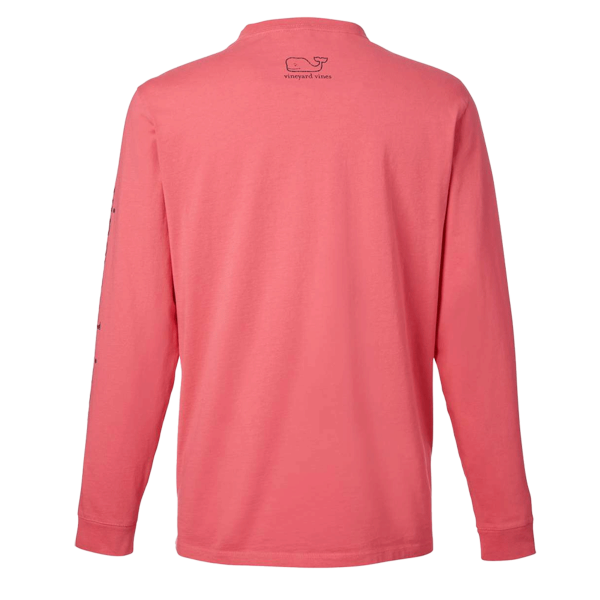 vineyard vines Unisex Long Sleeve Pocket T-Shirt, Jetty Red / Blue Blazer, Back view