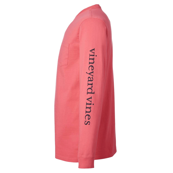 vineyard vines Unisex Long Sleeve Pocket T-Shirt, Jetty Red / Blue Blazer, Left Sleeve view