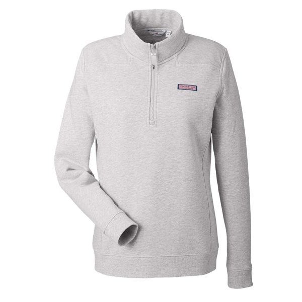 vineyard vines Women’s Collegiate Shep Quarter-Zip Sweatshirt, Grey Heather, Front view