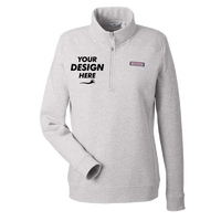 vineyard vines Women’s Collegiate Shep Quarter-Zip Sweatshirt, Grey Heather, Front view, Mockup