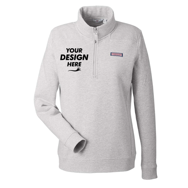 vineyard vines Women’s Collegiate Shep Quarter-Zip Sweatshirt, Grey Heather, Front view, Mockup