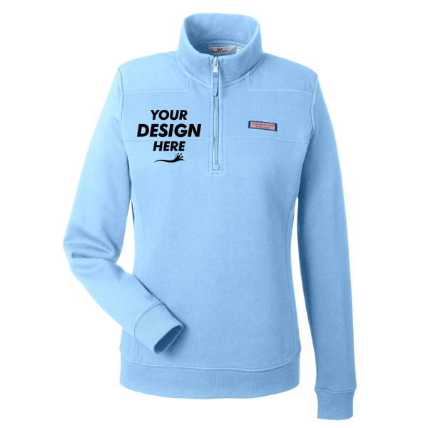 vineyard vines Women’s Collegiate Shep Quarter-Zip Sweatshirt, Jake Blue, Front view, Mockup