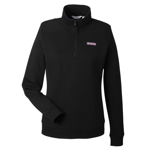 vineyard vines Women’s Collegiate Shep Quarter-Zip Sweatshirt, Jet Black, Front view