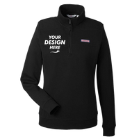 vineyard vines Women’s Collegiate Shep Quarter-Zip Sweatshirt, Jet Black, Front view, Mockup