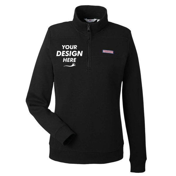 vineyard vines Women’s Collegiate Shep Quarter-Zip Sweatshirt, Jet Black, Front view, Mockup