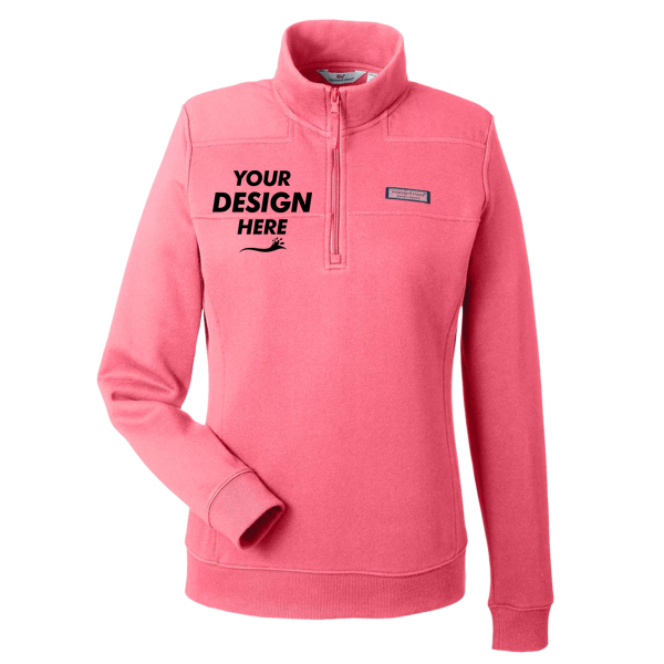 vineyard vines Women’s Collegiate Shep Quarter-Zip Sweatshirt, Jetty Red, Front view, Mockup