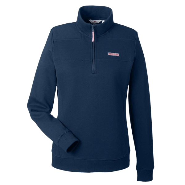 vineyard vines Women’s Collegiate Shep Quarter-Zip Sweatshirt, Vineyard Navy, Front view