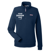 vineyard vines Women’s Collegiate Shep Quarter-Zip Sweatshirt, Vineyard Navy, Front view, Mockup