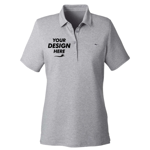 vineyard vines Women's Edgartown Pique Polo, Barracuda, Front view, Mockup