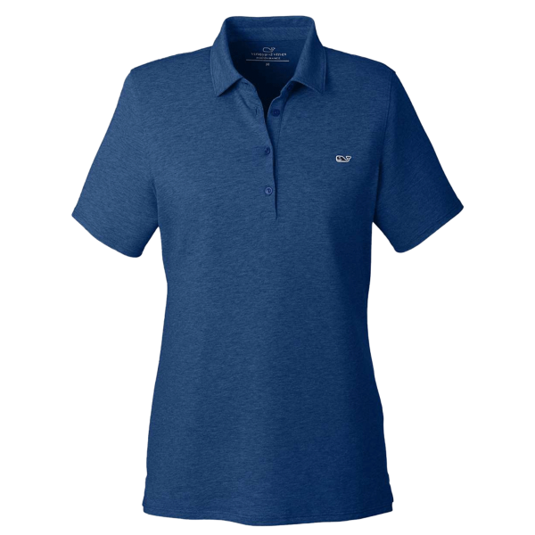 vineyard vines Women's Edgartown Pique Polo, Deep Bay, Front view