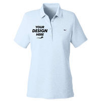 vineyard vines Women's Edgartown Pique Polo, Jake Blue, Front view, Mockup