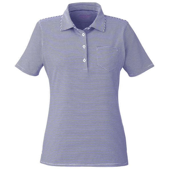 vineyard vines Women's Fanshell Polo, Deep Bay / White Cap, Front view