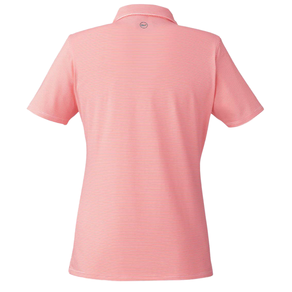 vineyard vines Women's Fanshell Polo, White Cap / Fiery Coral, Back view