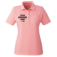 vineyard vines Women's Fanshell Polo, White Cap / Fiery Coral, Front view, Mockup