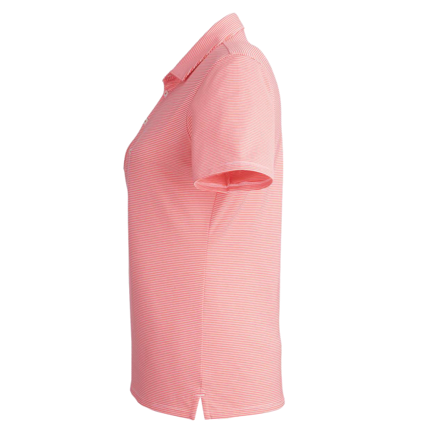 vineyard vines Women's Fanshell Polo, White Cap / Fiery Coral, Left Sleeve view