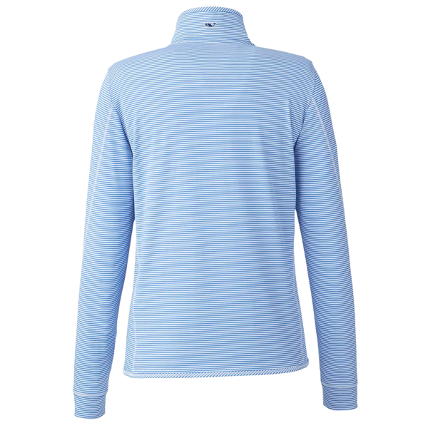 vineyard vines Women's Microstripe Sankaty Half-Zip Pullover, Breaker Blue, Back view