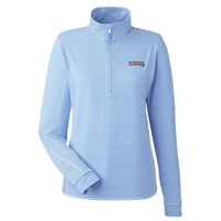 vineyard vines Women's Microstripe Sankaty Half-Zip Pullover, Breaker Blue, Front view