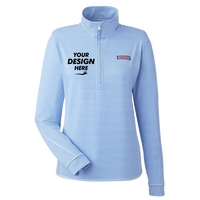 vineyard vines Women's Microstripe Sankaty Half-Zip Pullover, Breaker Blue, Front view, Mockup