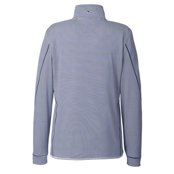vineyard vines Women's Microstripe Sankaty Half-Zip Pullover, Deep Bay, Back view