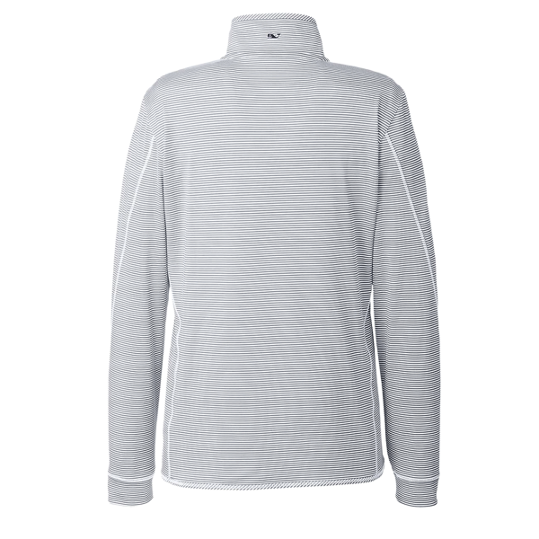 vineyard vines Women's Microstripe Sankaty Half-Zip Pullover, Heather Grey, Back view