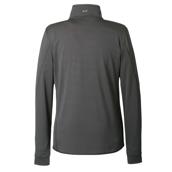 vineyard vines Women's Microstripe Sankaty Half-Zip Pullover, Jet Black, Back view