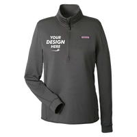 vineyard vines Women's Microstripe Sankaty Half-Zip Pullover, Jet Black, Front view, Mockup