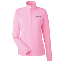 vineyard vines Women's Microstripe Sankaty Half-Zip Pullover, Knockout Pink, Front view