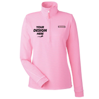 vineyard vines Women's Microstripe Sankaty Half-Zip Pullover, Knockout Pink, Front view, Mockup