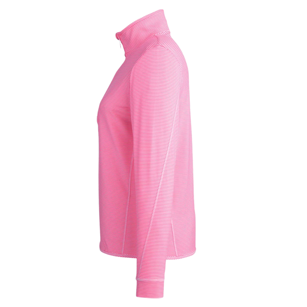 vineyard vines Women's Microstripe Sankaty Half-Zip Pullover, Knockout Pink, Left Sleeve view