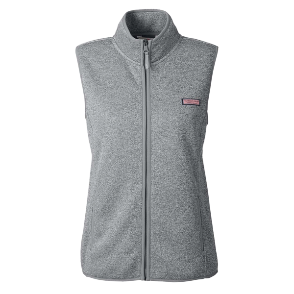 vineyard vines Women's Mountain Sweater Fleece Vest, Grey Heather, Front view