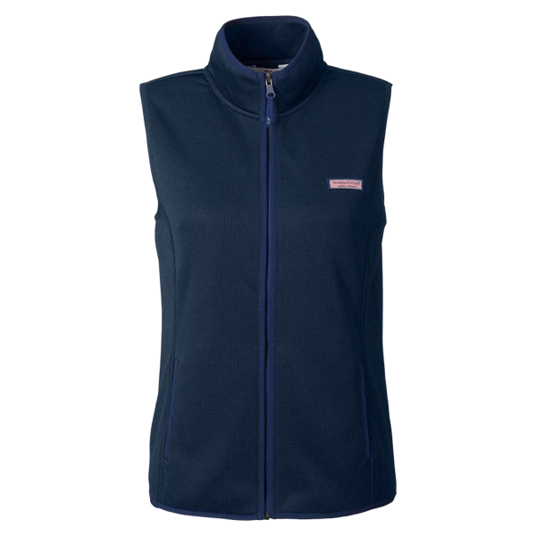 vineyard vines Women's Mountain Sweater Fleece Vest, Vineyard Navy, Front view