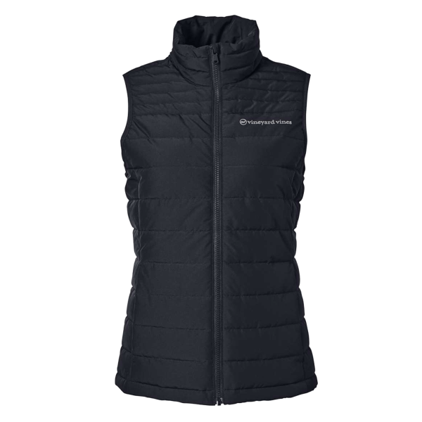 vineyard vines Women's Mountain Weekend Puffer Vest, Jet Black, Front view