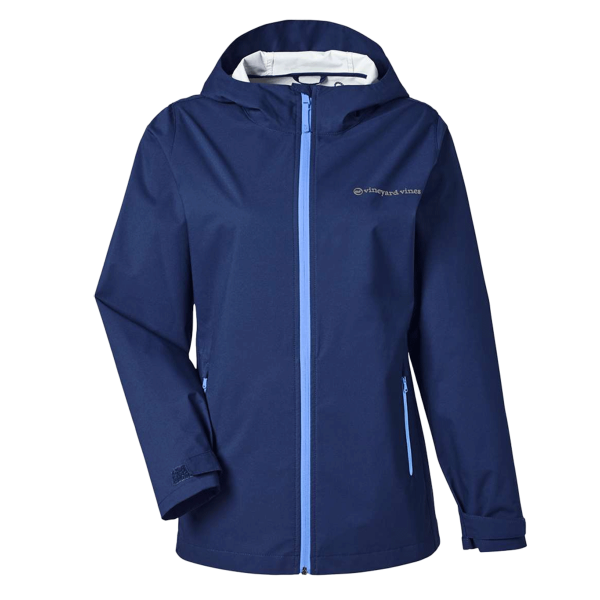 vineyard vines Women's Rain Shell Jacket, Deep Bay, Front view
